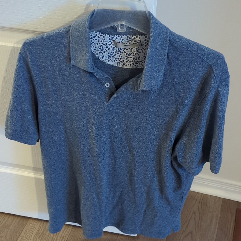 Men's Size L Mango Blue Polo Shirt
